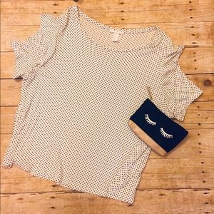 H&M polka dot ruffle sleeve T-shirt xl